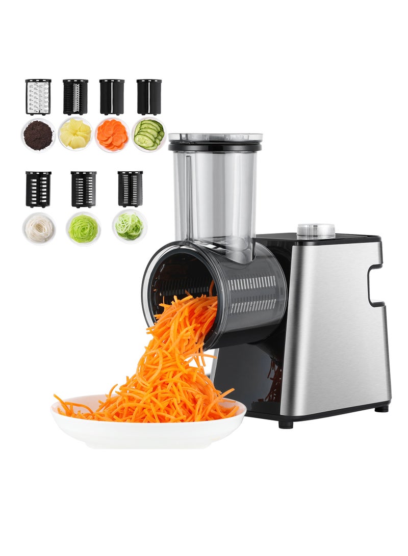 ET-LIFE 7 in 1 Professional Electric Cheese Grater and Slicer, 300W, for Vegetable, Block Cheese, Salad Maker, Shredded Carrot, Zucchini for Home Kitchen - Image 1